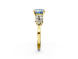 Yellow gold Fancy Blue Princess  Cluster Diamond Engagement Ring with Pavé Band and Four-Prong Setting_65
