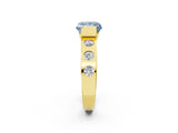 Yellow gold Fancy Blue Princess Cut Brilliant Channel-Set Diamond Ring with Bezel Prong Setting_2