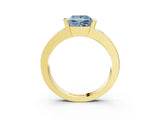 Yellow gold Fancy Blue Princess Cut Brilliant Channel-Set Diamond Ring with Bezel Prong Setting_3