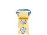 Yellow gold Fancy Blue Princess Cut Brilliant Channel-Set Diamond Ring with Bezel Prong Setting_5