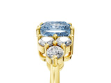Yellow gold Fancy Blue Princess Cut Brilliant Diamond Cluster Accent Solitaire Ring with Prong Setting_5