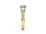 Yellow gold Fancy Blue Princess Cut Brilliant Diamond Pavé Band with Six-Prong Setting_14