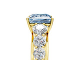 Yellow gold Fancy Blue Princess Cut Brilliant Diamond Pavé Band with Six-Prong Setting_17