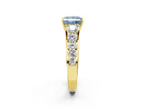 Yellow gold Fancy Blue Princess Cut Brilliant Diamond Pavé Band with Six-Prong Setting_2