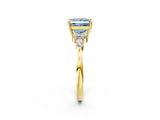 Yellow gold Fancy Blue Princess Cut Brilliant Diamond Solitaire Ring with Pear Side Stones and Four-Prong Setting_5