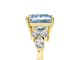 Yellow gold Fancy Blue Princess Cut Brilliant Diamond Solitaire Ring with Pear Side Stones and Four-Prong Setting_8