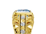 Yellow gold Fancy Blue Princess Cut Brilliant Milgrain Filigree Diamond Ring with Square Prong Setting_5