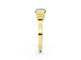 Yellow gold Fancy Blue Princess Cut Brilliant Solitaire Diamond Ring with Channel Set Band and Bar Prong Setting_2