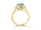Yellow gold Fancy Blue Princess Cut Brilliant Solitaire Diamond Ring with Channel Set Band and Bar Prong Setting_3