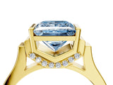 Yellow gold Fancy Blue Princess Cut Brilliant Solitaire Diamond Ring with Channel Set Band and Bar Prong Setting_4