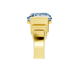 Yellow gold Fancy Blue Princess Cut Brilliant Solitaire Diamond Ring with Channel Set Band and Bar Prong Setting_5
