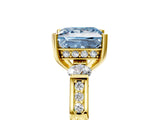 Yellow gold Fancy Blue Princess Cut Brilliant Three-Stone Pave Band with Four-Prong Setting_5