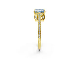 Yellow gold Fancy Blue Princess  Cut Cathedral Pave Diamond Engagement Ring with Six-Prong Setting_39