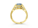 Yellow gold Fancy Blue Princess  Cut Cathedral Pave Diamond Engagement Ring with Six-Prong Setting_40