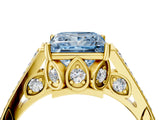 Yellow gold Fancy Blue Princess  Cut Cathedral Pave Diamond Engagement Ring with Six-Prong Setting_41
