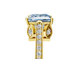 Yellow gold Fancy Blue Princess  Cut Cathedral Pave Diamond Engagement Ring with Six-Prong Setting_42