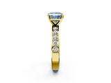 Yellow gold Fancy Blue Princess  Cut Channel Set Diamond Engagement Ring with Four-Prong Setting_206
