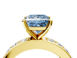 Yellow gold Fancy Blue Princess  Cut Channel Set Diamond Engagement Ring with Four-Prong Setting_208