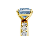 Yellow gold Fancy Blue Princess  Cut Channel Set Diamond Engagement Ring with Four-Prong Setting_209