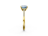 Yellow gold Fancy Blue Princess  Cut Channel Set Solitaire Engagement Ring with Four-Prong Setting_227