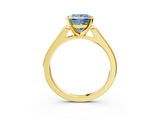Yellow gold Fancy Blue Princess  Cut Channel Set Solitaire Engagement Ring with Four-Prong Setting_228