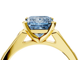 Yellow gold Fancy Blue Princess  Cut Channel Set Solitaire Engagement Ring with Four-Prong Setting_229