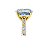 Yellow gold Fancy Blue Princess  Cut Channel Set Solitaire Engagement Ring with Four-Prong Setting_230