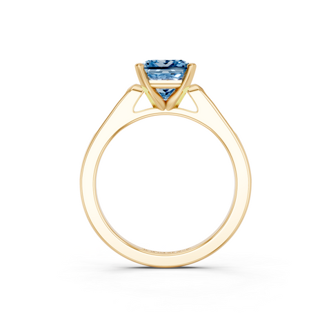 Yellow gold Fancy Blue Princess  Cut Channel Set Solitaire Engagement Ring with Four-Prong Setting_79
