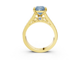 Yellow gold Fancy Blue Princess  Cut Channel Set Solitaire Engagement Ring with Prong Setting_23