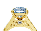 Yellow gold Fancy Blue Princess  Cut Channel Set Solitaire Engagement Ring with Prong Setting_24