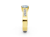 Yellow gold Fancy Blue Princess Cut Cut Channel Set Solitaire Ring with Four-Prong Setting_2
