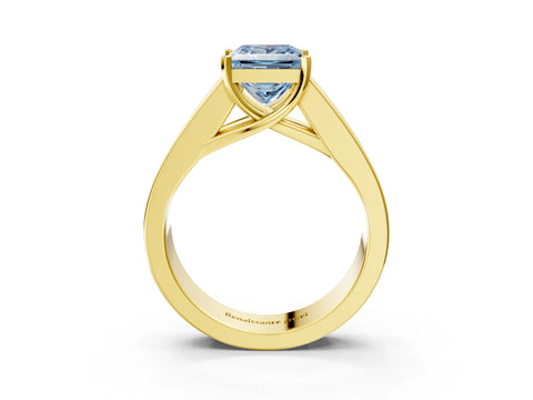 Yellow gold Fancy Blue Princess Cut Cut Channel Set Solitaire Ring with Four-Prong Setting_3