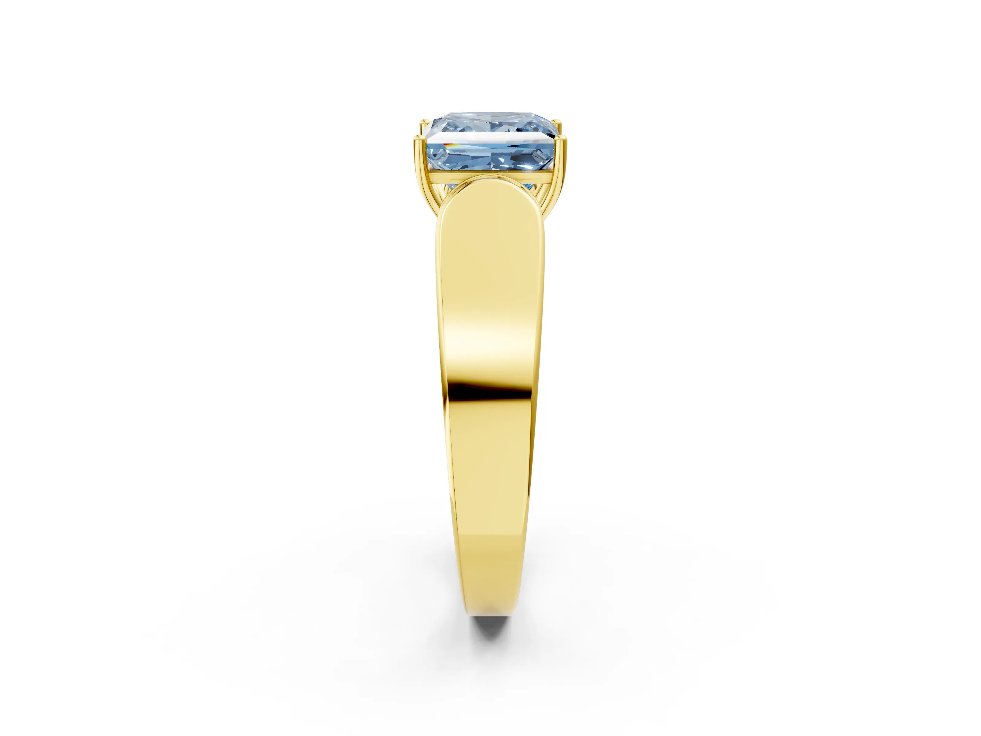 Yellow gold Fancy Blue Princess Cut Cut Diamond Channel Set Solitaire Ring with Four-Prong Setting_2