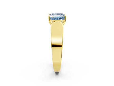 Yellow gold Fancy Blue Princess Cut Cut Diamond Channel Set Solitaire Ring with Four-Prong Setting_2