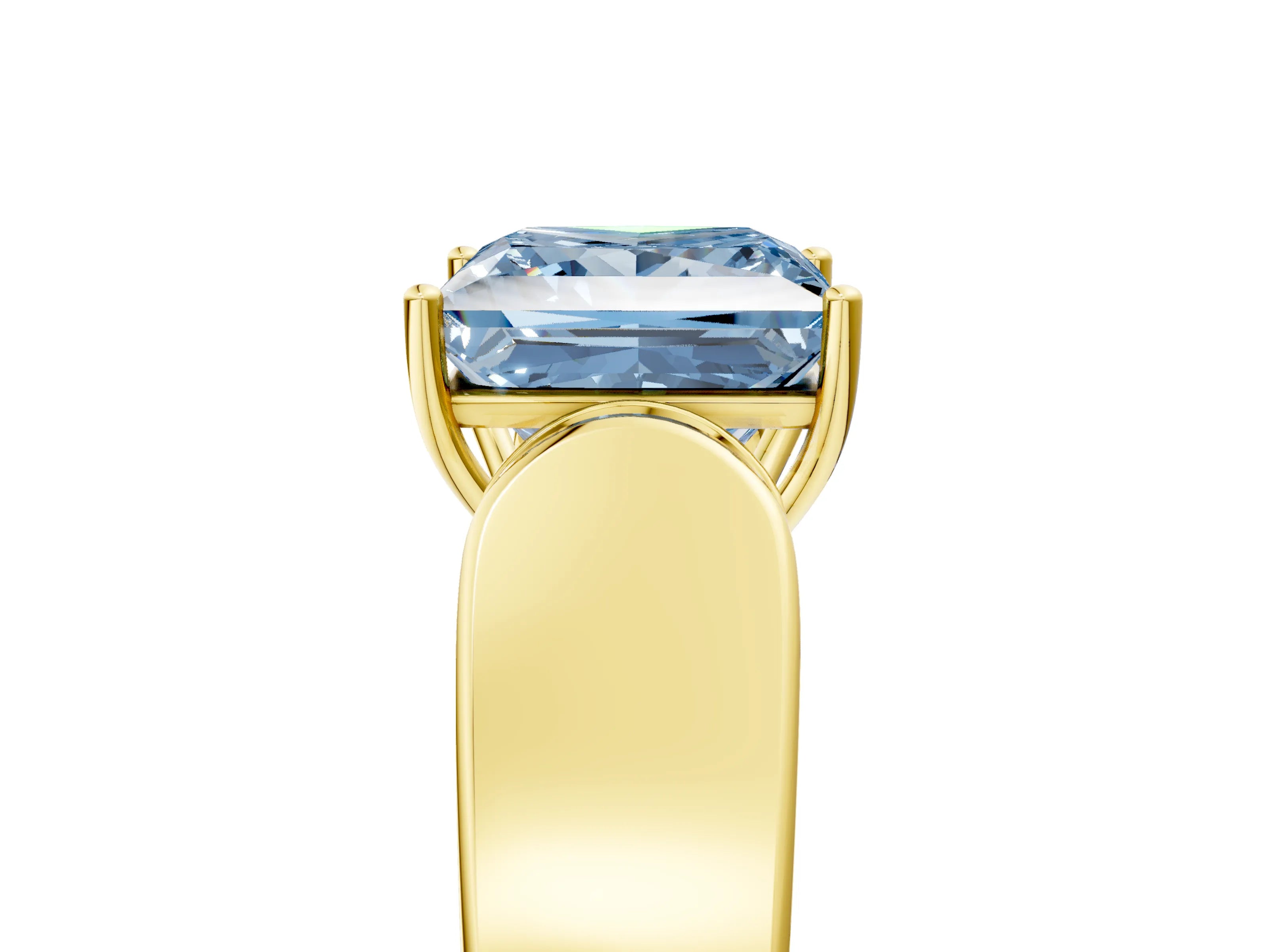 Yellow gold Fancy Blue Princess Cut Cut Diamond Channel Set Solitaire Ring with Four-Prong Setting_5