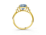 Yellow gold Fancy Blue Princess Cut Cut Diamond Cluster Ring with Solitaire Band and Four-Prong Setting_3
