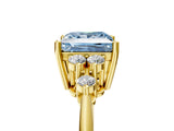 Yellow gold Fancy Blue Princess Cut Cut Diamond Cluster Ring with Solitaire Band and Four-Prong Setting_5
