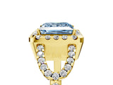 Yellow gold Fancy Blue Princess Cut Cut Diamond Halo Engagement Ring with Open Split Pavé Band_5