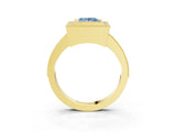 Yellow gold Fancy Blue Princess Cut-Cut Diamond Halo Engagement Ring with Pave Band and Prong Setting_3
