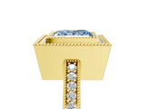 Yellow gold Fancy Blue Princess Cut-Cut Diamond Halo Engagement Ring with Pave Band and Prong Setting_5