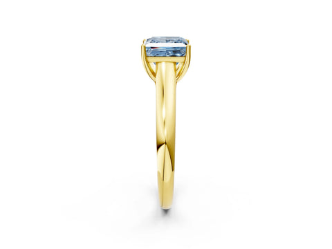 Yellow gold Fancy Blue Princess Cut Cut Diamond Solitaire Engagement Ring with Tapered Plain Band and Four-Prong Setting_2