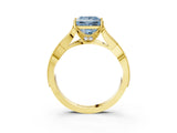 Yellow gold Fancy Blue Princess Cut Cut Diamond Twisted Band with Milgrain Pave Setting and Four-Prong Setting_3