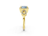 Yellow gold Fancy Blue Princess Cut Cut Halo Diamond Infinity Band with Four-Prong Setting_2