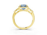 Yellow gold Fancy Blue Princess Cut Cut Halo Diamond Infinity Band with Four-Prong Setting_3