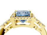 Yellow gold Fancy Blue Princess Cut Cut Halo Diamond Infinity Band with Four-Prong Setting_4