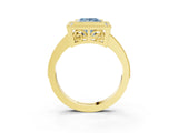 Yellow gold Fancy Blue Princess Cut Cut Halo Pavé Diamond Ring_3