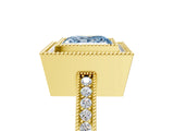 Yellow gold Fancy Blue Princess Cut Cut Halo Pavé Diamond Ring_5