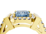 Yellow gold Fancy Blue Princess Cut Cut Halo Split Shank Prong Set Ring_4