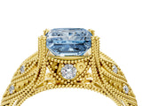 Yellow gold Fancy Blue Princess Cut Cut Milgrain Pave Diamond Engagement Ring with Four-Prong Setting_19