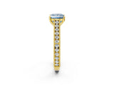 Yellow gold Fancy Blue Princess Cut Cut Pave Band Milgrain Solitaire Ring_2